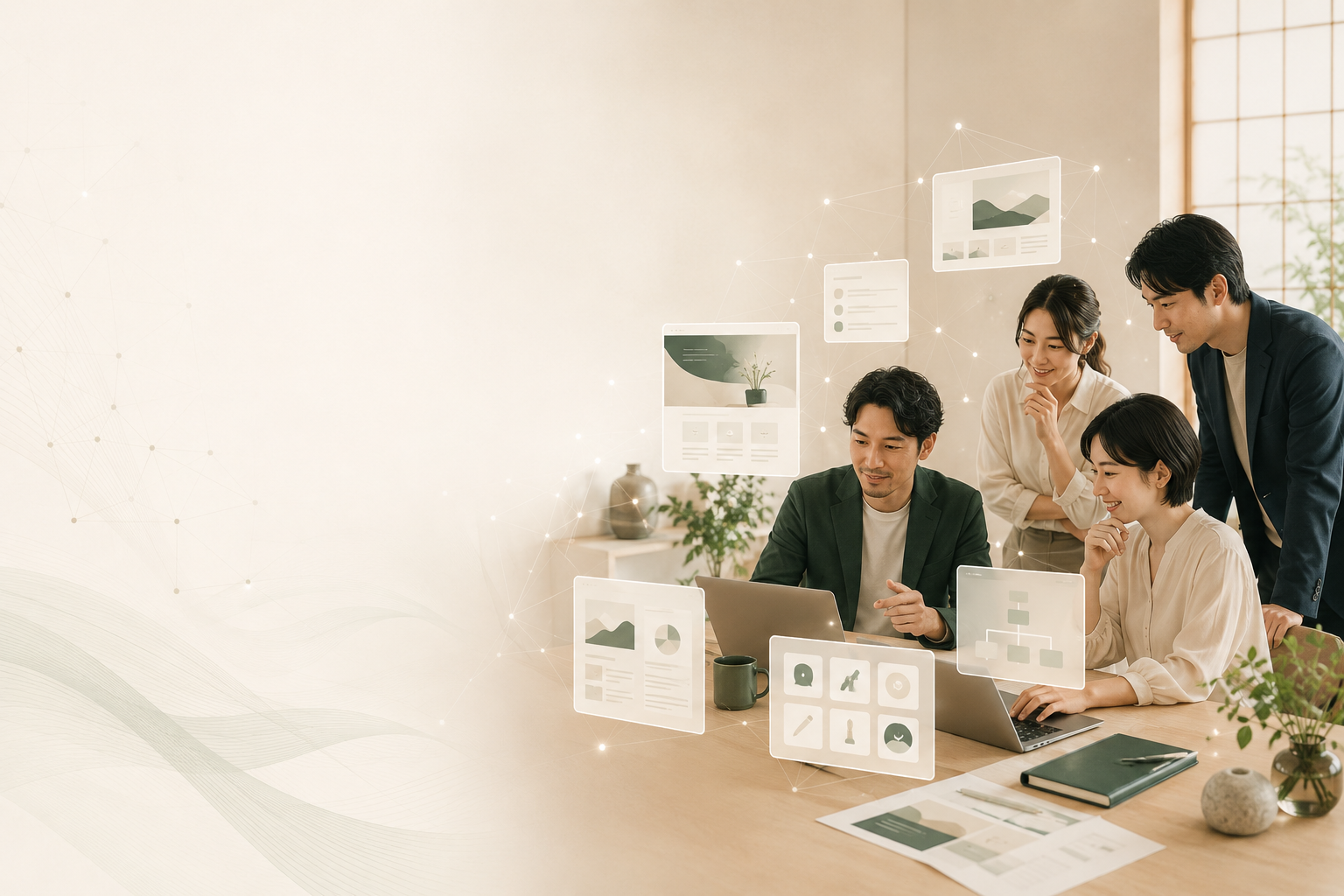 AI研修で社内制作を学ぶチームのイメージ